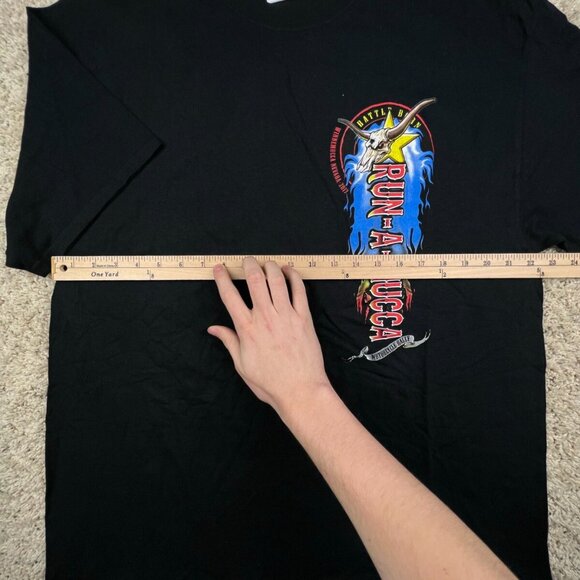 Run A Mucca Burning Bike Motorcycle Rally TEE T SHIRT XL Back Graphic Racing - Picture 3 of 8